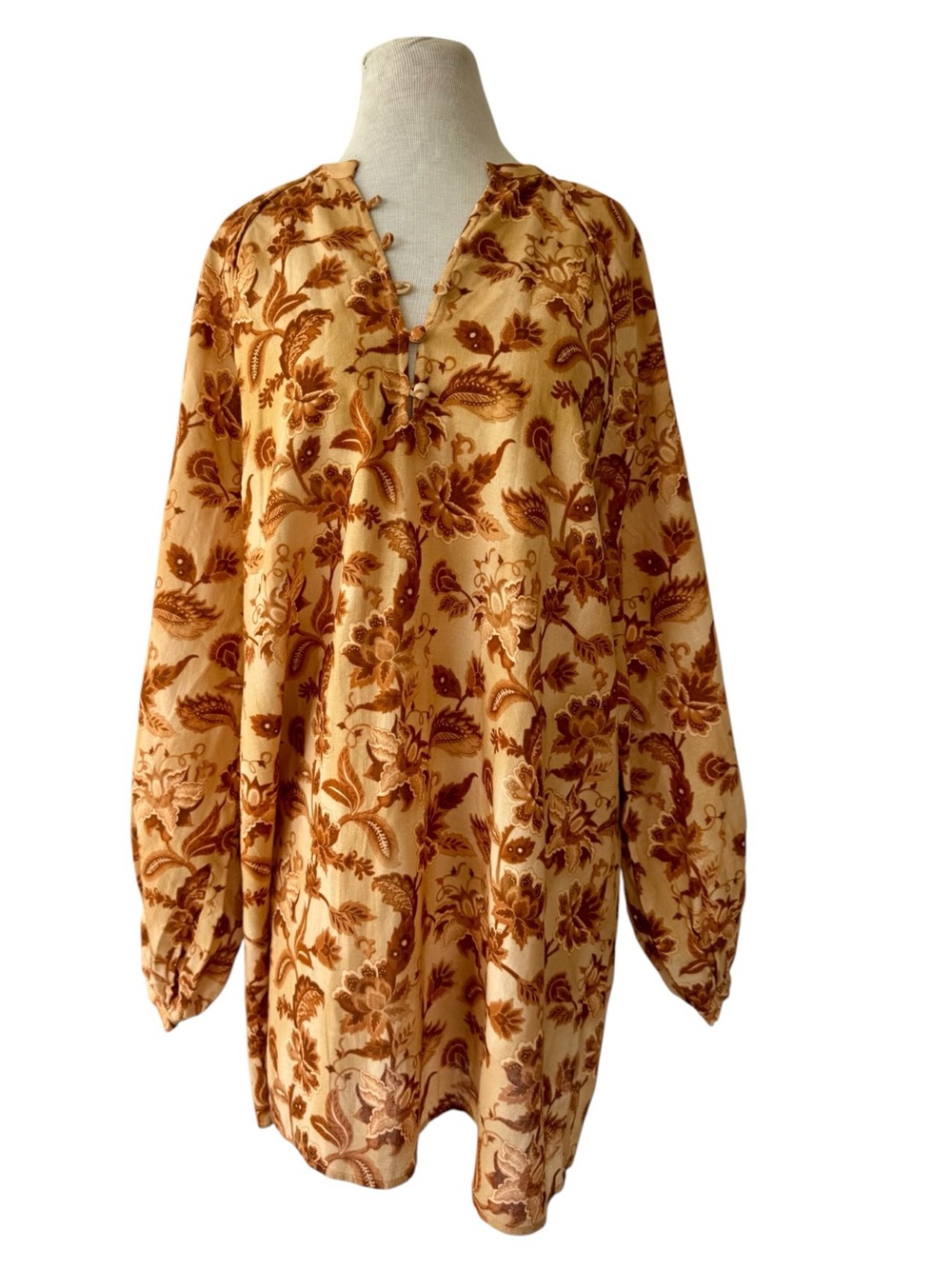 NWT Mason’s Daughter Lyndsey Zorich Floral Mini Dress XL Linen Balloon Sleeve - Picture 3 of 9